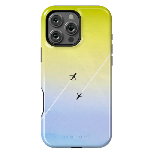 Personalized Pastel Gradient Sky Airplane iPhone Case